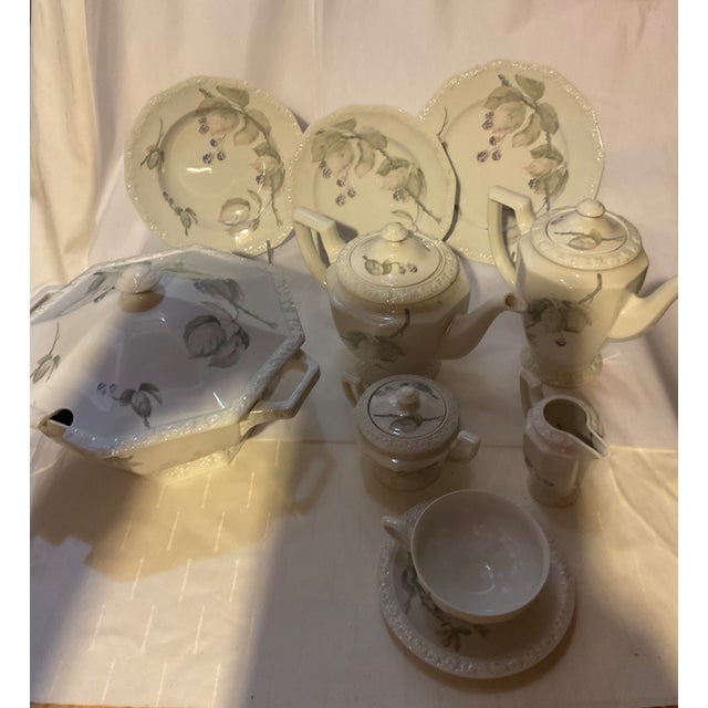 Classical Roman New 1970s Porcelain With Black Berries Branch - Set 72 Pieces For Sale - Image 3 of 18