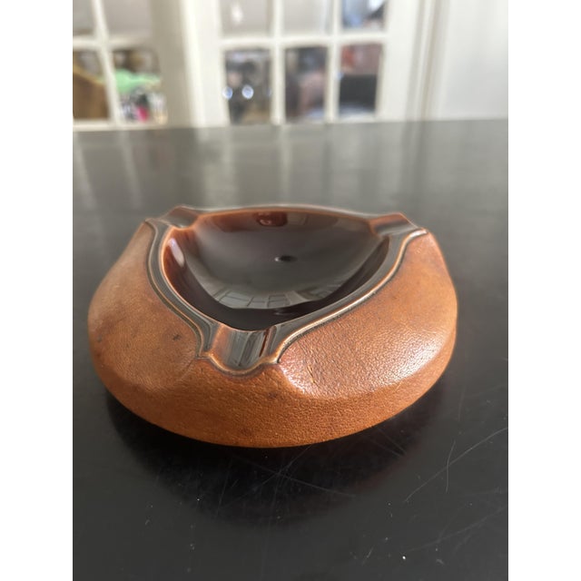 Animal Skin Ceramic and Leather Ashtray by Longchamp, 1950s For Sale - Image 7 of 10