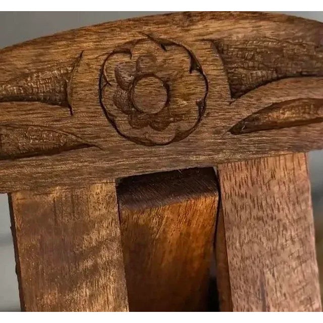 Farmhouse Hand-Carved Solid Wood Cookbook Stand With Rosette Motif For Sale - Image 3 of 3