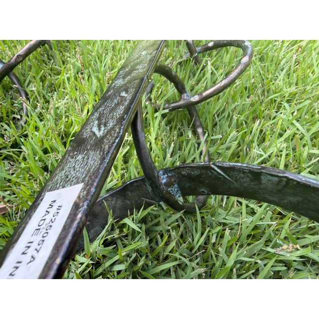 Hand-Forged 25” Metal Wall Candle Sconces With Verdigris Patina, a Pair For Sale - Image 10 of 10