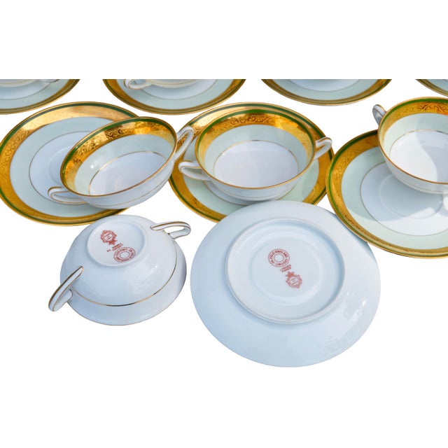 Early 20th Century Green & Golden Haviland French Limoges Service for Twelve- 111 Pieces For Sale - Image 9 of 18