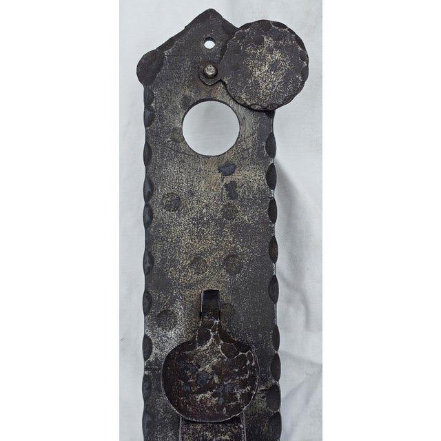 Gothic Antique 1910s Hand-Forged Wrought Iron Door Pull 24" Twist Grip W/ Keyhole For Sale - Image 3 of 18