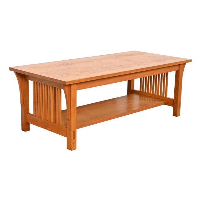 Stickley Mission Oak Arts & Crafts Two-Tier Coffee Table For Sale