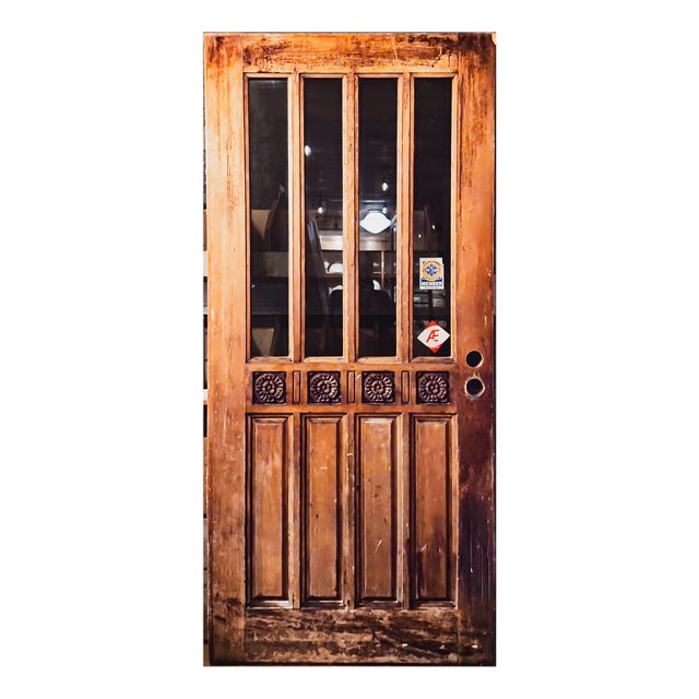 Mid-Century Hand Carved Wooden Door For Sale