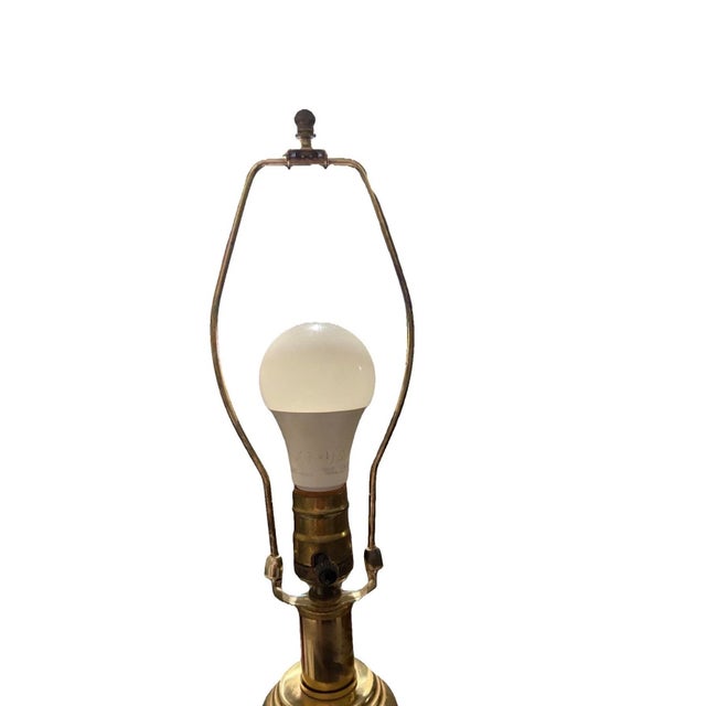 1920s Stiffel Brass Urn Lamps Pair Hollywood Regency Style W/ Shades Working 35+lbs For Sale In Dallas - Image 6 of 11