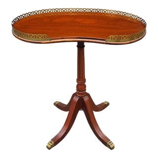 Mid 20th Century Ferguson Bros. Duncan Phyfe Style Mahogany Galleried Kidney Candle Stand For Sale