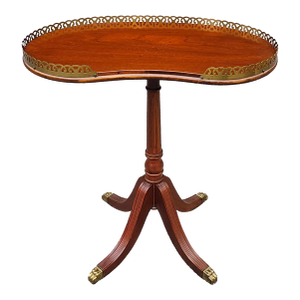 Mid 20th Century Ferguson Bros. Duncan Phyfe Style Mahogany Galleried Kidney Candle Stand