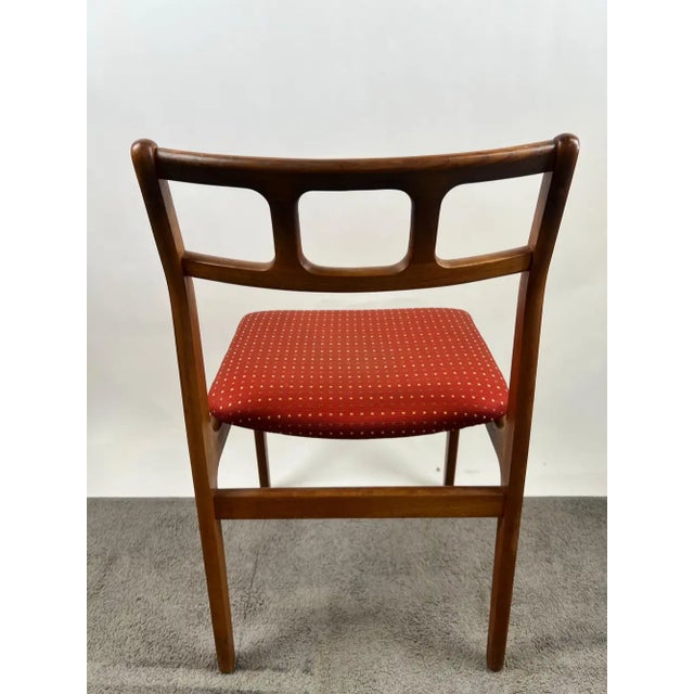 Danish Mid-Century Modern Teak Dining Chairs W Rust Red Dotted Upholstery, Set 6 For Sale - Image 12 of 13