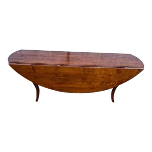 Early 20th Century Federal Style Oval Cherry Drop Leaf Dining Table