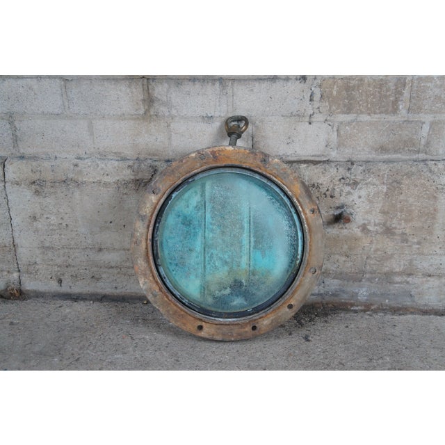 Early 20th Century Solid Brass Maritime Ships Porthole Storm Cover Window For Sale - Image 12 of 13