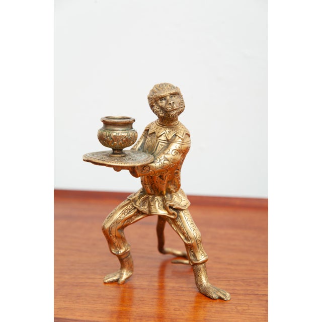 Gold Monkey Candlesticks in Brass in Singerie Style, Set of 2 For Sale - Image 8 of 10