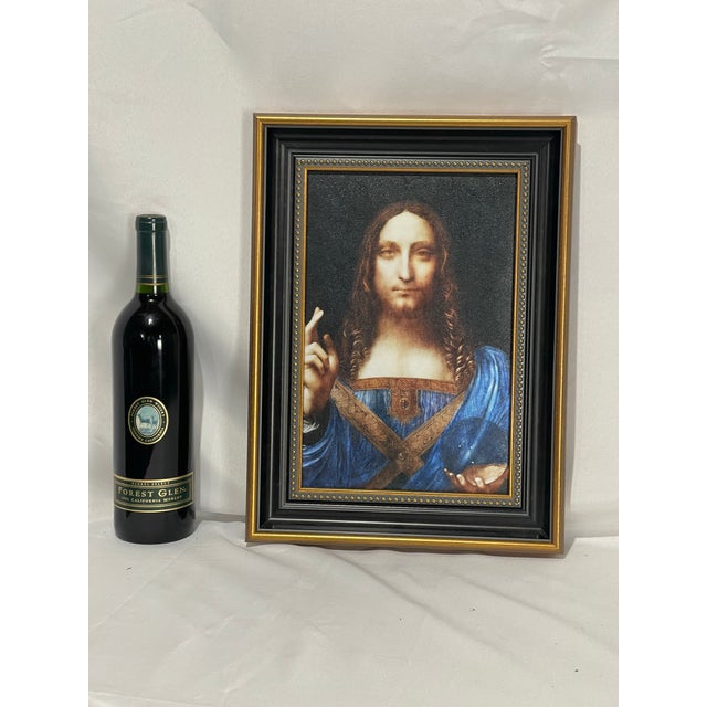 Renaissance Salvator Mundi After Leonardo Da Vinci – Hand-Textured Fine Art Print For Sale - Image 3 of 11