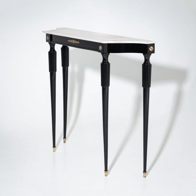 Mid-20th Century Black Console Table with White Stone Top, Italy For Sale - Image 17 of 18