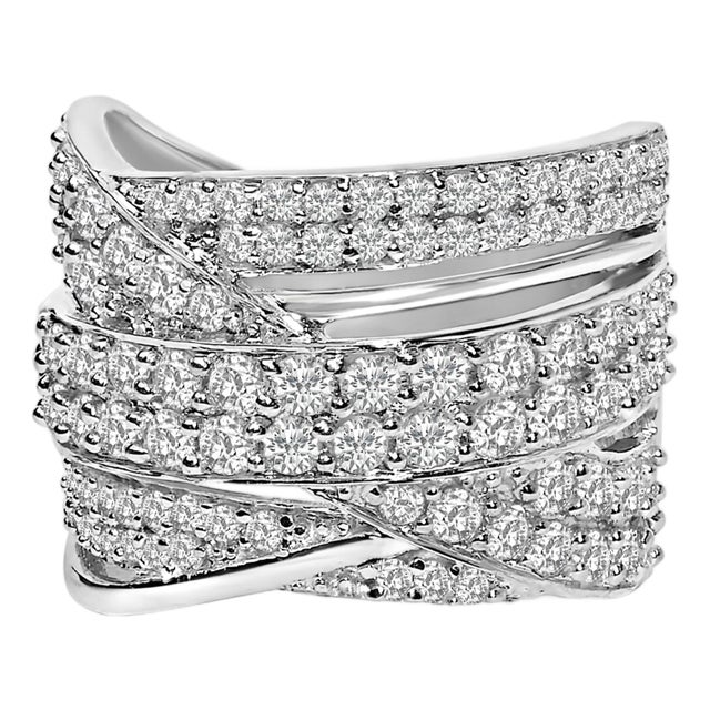 .925 Sterling Silver 2.00 Cttw Round-Cut Diamond Overlapping Bypass Band Ring (I-J Color, I2-I3 Clarity) - Ring - Size 9 For Sale