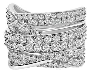 .925 Sterling Silver 2.00 Cttw Round-Cut Diamond Overlapping Bypass Band Ring (I-J Color, I2-I3 Clarity) - Ring - Size 9