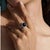 Antique Style Black Star Statement Ring With Sparkling Halo Zircons Size 8 For Sale - Image 4 of 12