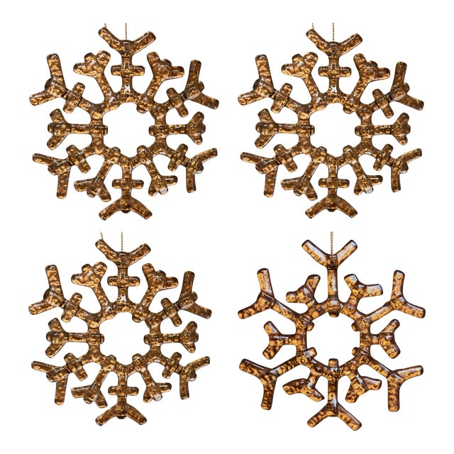 Restoration Hardware | Glass 12 Point Snowflake Christmas Ornaments - Set of 4 For Sale