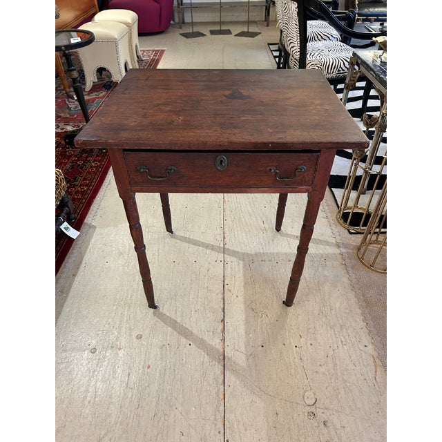 Antique Rustic Side Table With Single Drawer For Sale - Image 13 of 14