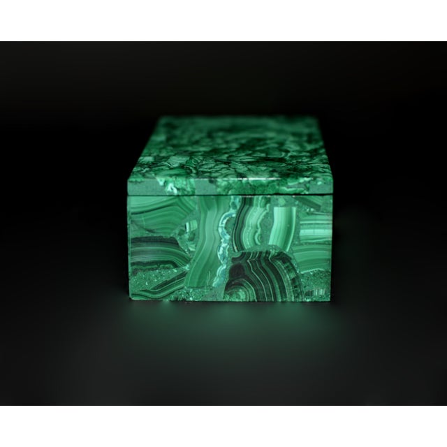 Malachite Box Gemstone Box Peony Garden For Sale - Image 9 of 18