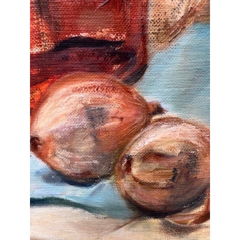 Brown Vintage Kitchen Still Life Acrylic Painting on Canvas For Sale - Image 8 of 13