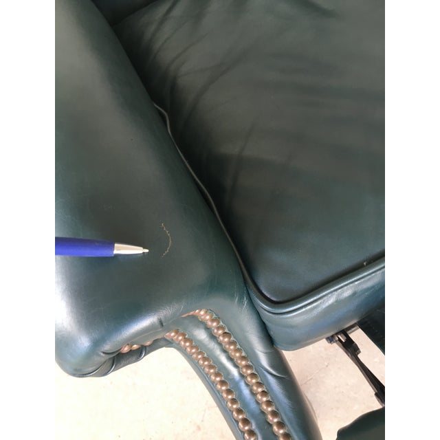 Lazy Boy Classics Wing Back Chippendale Style Dark Green Leather