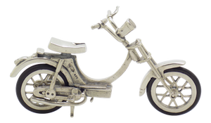 Vintage Italian Handmade Genuine Silver Moped Scooter Large Figurine, 1970s