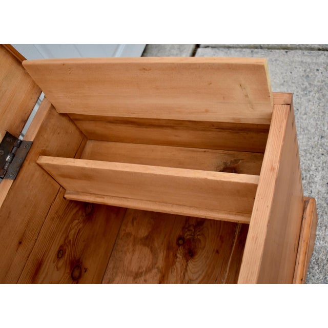 Vintage Doveatiled Pine Trunk Farmhouse Stye Blanket Chest Storage For Sale - Image 12 of 15