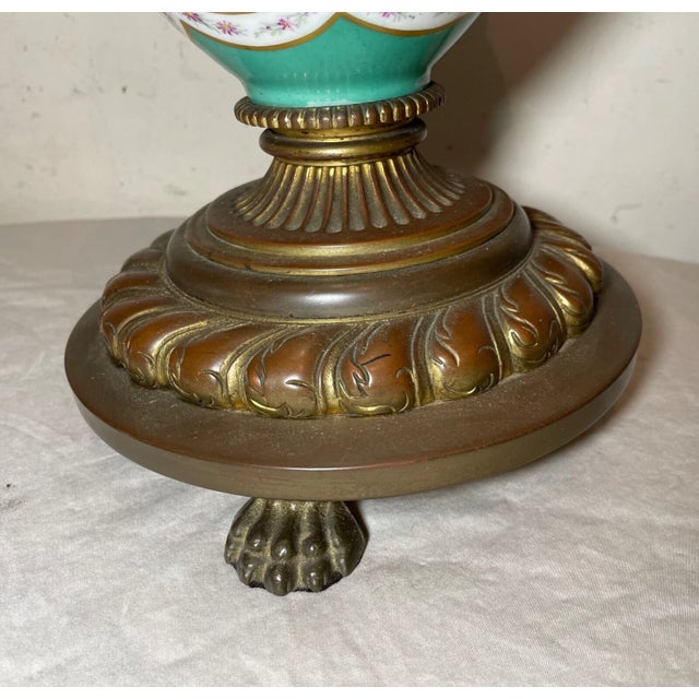 Large Antique Louis XVI Sevres Painted Porcelain Bronze Electric Table Lamp Vase For Sale - Image 11 of 12
