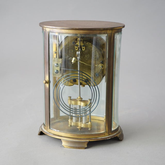 Early 20th Century Early 20th Century Seth Thomas Oval Mantel Clock with Crystal Case For Sale - Image 5 of 10