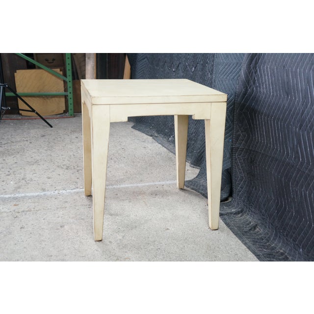 Late 20th Century Hollywood Regency Style Cream Painted Square Bunching Table 22" For Sale - Image 14 of 17