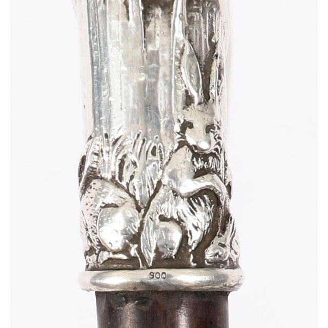 Silver Antique Silver Fox and Hare Handled Walking Stick Cane, 19th Century For Sale - Image 8 of 18