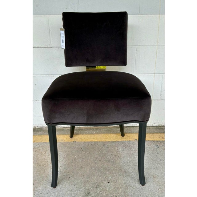 Original retail $1835, stylish Caracole Modern Dark Gray Faux Seal Skin Reserved Seating Dining Chair/Desk Chair, black...