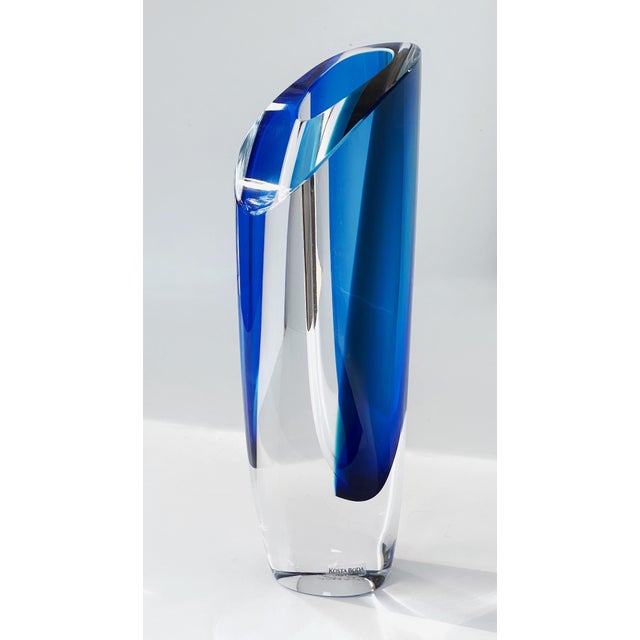 Goran Warff Kosta Boda Saraband Heavy Crystal Vase/Art Sculpture Blue and Teal 11" Tall 5.3 LBS For Sale - Image 14 of 18