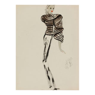 Vintage French Fashion Art Print – Art Deco Couture Illustration, 24" X 32" For Sale