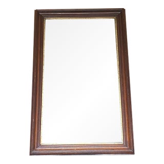 Antique Victorian Walnut Mirror Original Wood Panel Back Gold Liner Foxed Wall For Sale