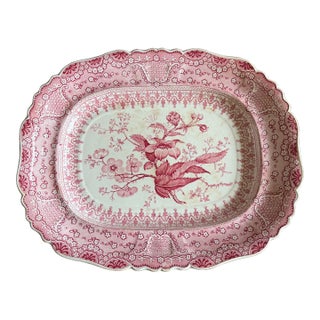 A Very Fine Antique Pink Transferware Decorated Staffordshire Platter "Asiatic Plants" Pattern, Circa 1840's For Sale