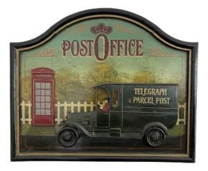 Vintage Post Office Telegraph & Parcel Post Relief Wall Plaque