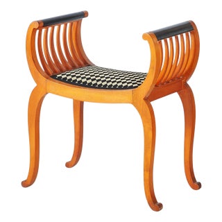 Vintage Art Deco Stool in Beech, France, 1920s For Sale
