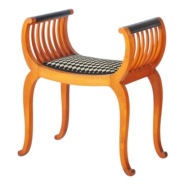 Vintage Art Deco Stool in Beech, France, 1920s For Sale