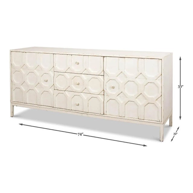 Modern Whitewash Geometric Sideboard For Sale - Image 10 of 11