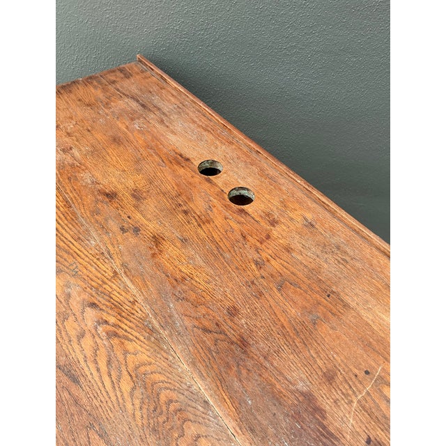 Rustic Vintage Rustic C. Christiansen Workbench Desk For Sale - Image 3 of 10
