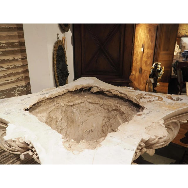 Large Plaster Composite Order Capital on Wooden Pedestal, France, Early 1900s For Sale - Image 11 of 13