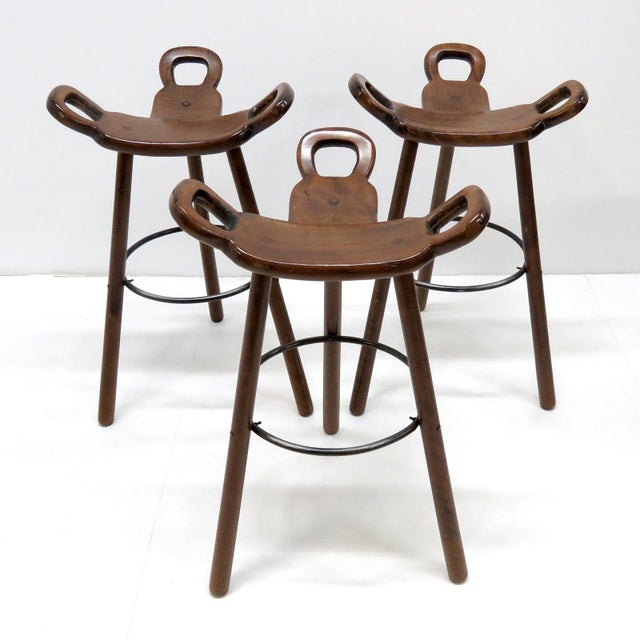 1970s Vintage Confonorm Brutalist "Marbella" Bar Stools- Set of 3 For Sale - Image 10 of 11