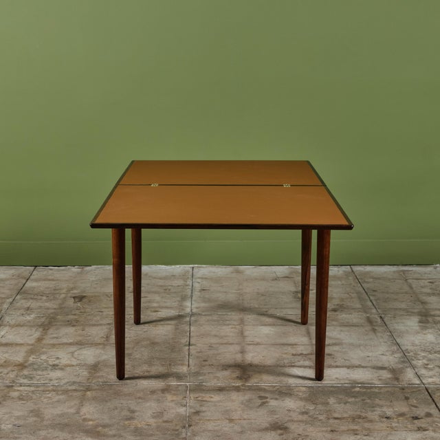 Brown Danish Rosewood and Leather Top Game Table For Sale - Image 8 of 12