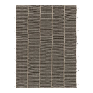 Rug & Kilim’s Contemporary Kilim, Beige with Black Textural Stripes For Sale
