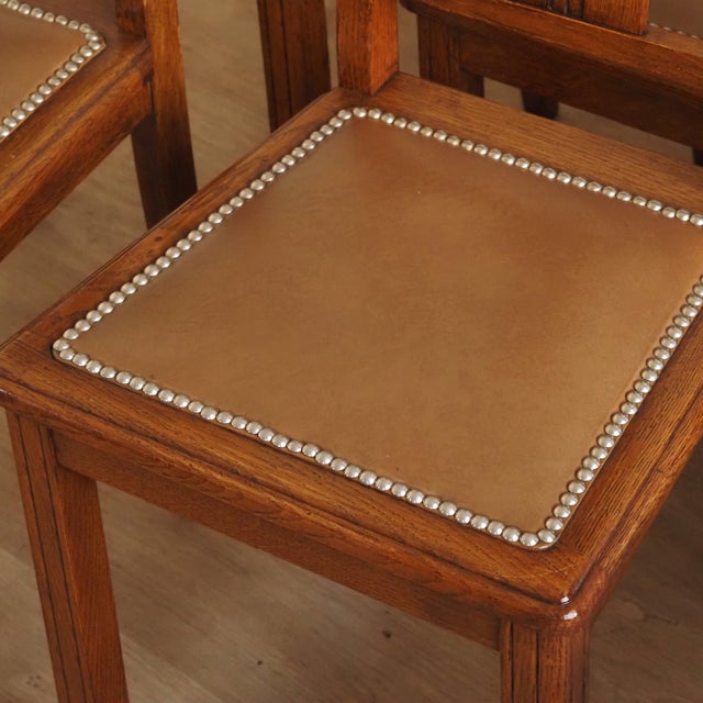 A set of six oak dining chairs, stylistically belonging to the Art Nouveau period, dating from around 1900. The chairs...