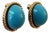 1970s Les Bernard Turquoise Cabochon and Gold Earrings, A Pair For Sale