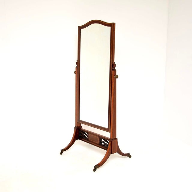 Antique Edwardian Cheval Mirror, 1900s For Sale - Image 3 of 11