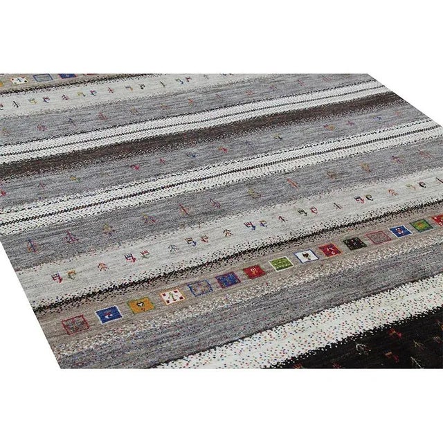 Handwoven Traditional Persian Gabbeh Tribal Rug 5'9" X 7'10" For Sale In Dallas - Image 6 of 10