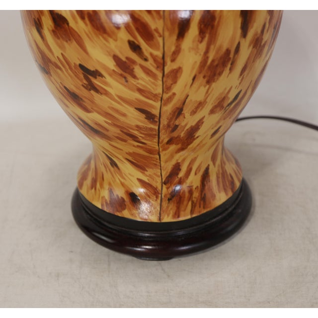 Ceramic Early 21st-Century Hand-Painted Tortoiseshell-Patterned Art Ceramic Table Lamps - a Pair For Sale - Image 7 of 9